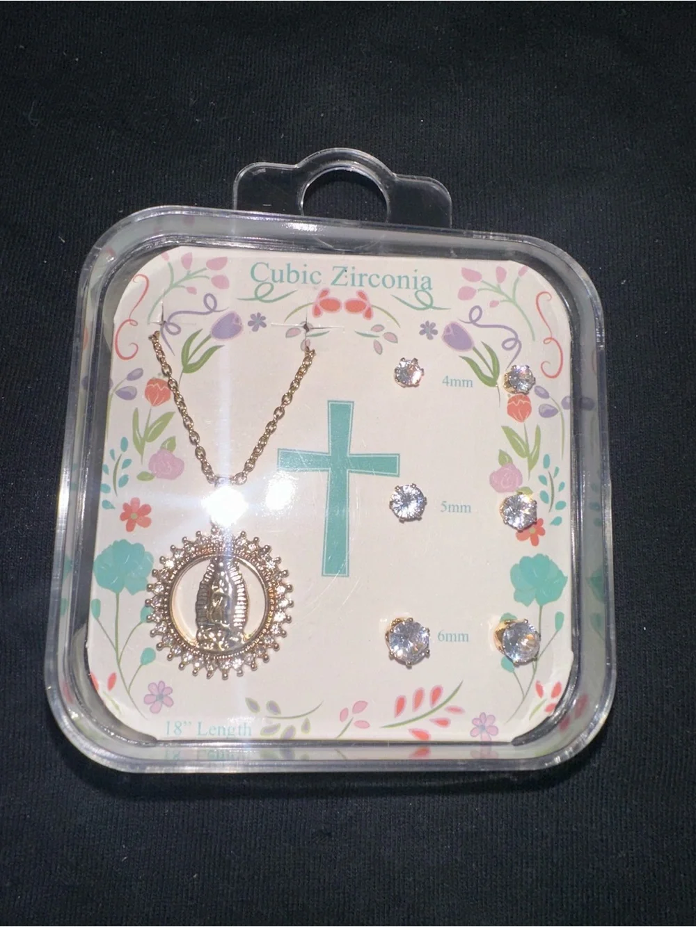 Praying Hands Pendant Necklace & Stud Earring Set — 18